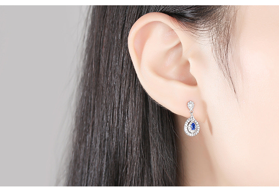 Drop Earrings Sapphire Diamonds