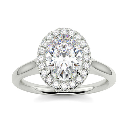 Diamond ring with a halo on a white background yb jewellers diamond halo with plain shoulder oval shape  