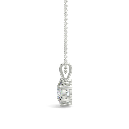 Silver necklace with a pendant on a white background 6 claw diamond pendant 