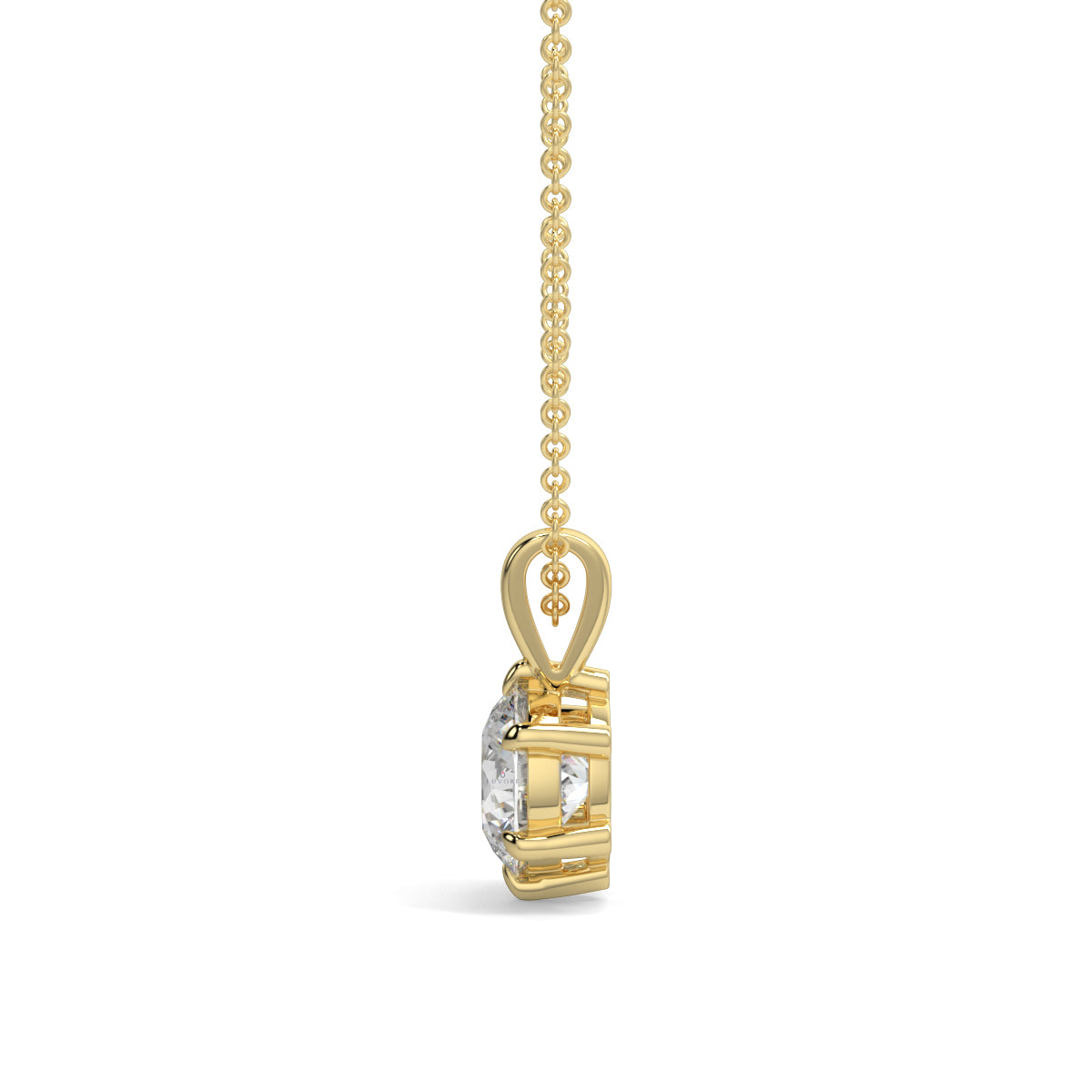 Gold necklace with a pendant on a white background 6 claw diamond pendant 
