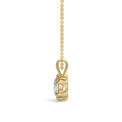 Gold necklace with a pendant on a white background 6 claw diamond pendant 