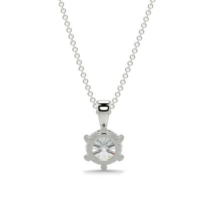 Silver necklace with a pendant on a white background 6 claw diamond pendant 