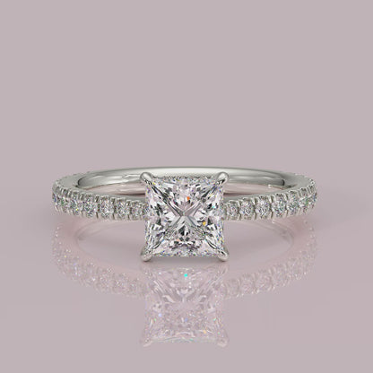 Yb jewellers engagement ring straight band princess diamond
