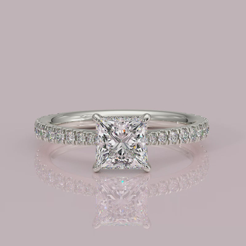 Yb jewellers engagement ring straight band princess diamond