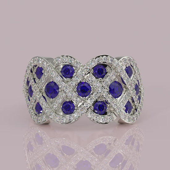 yb jewellers best selling eternity rin design in diamonds and sapphires micro setting diamond band 
