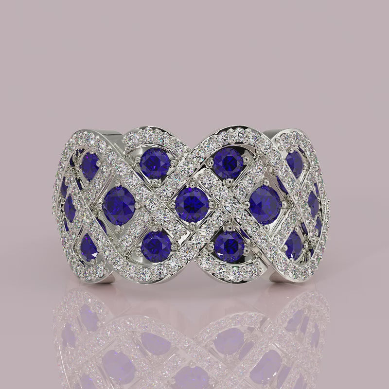 yb jewellers best selling eternity rin design in diamonds and sapphires micro setting diamond band 