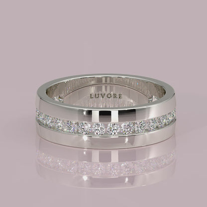 Round Cut Diamond Wedding Single Diamond Row Bands