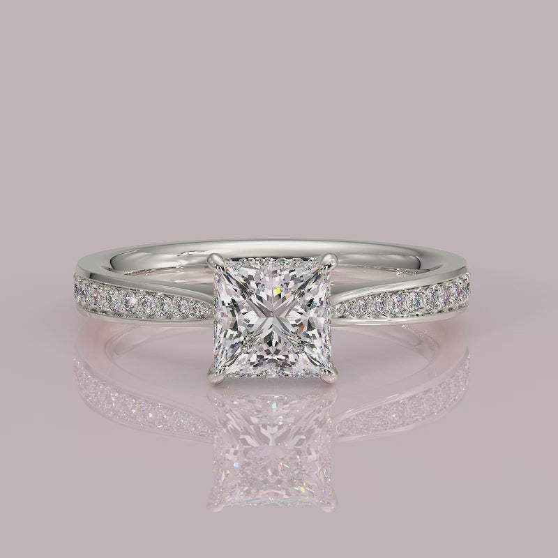Yb jewellers engagement ring straight band princess cut diamond