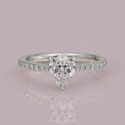 Yb jewellers engagement ring straight band pear diamond