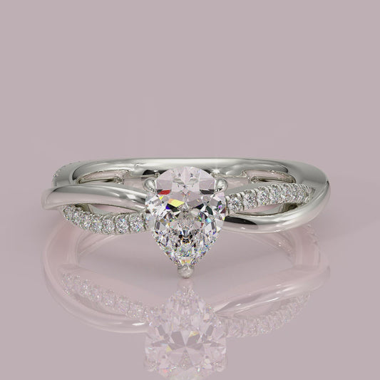 Yb jewellers engagement ring twist band pear shape diamond