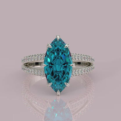 yb jewellers marquise split diamond engagement ring with diamond set band and diamond encrusted collet vintage marquise lab grown blue diamond ring