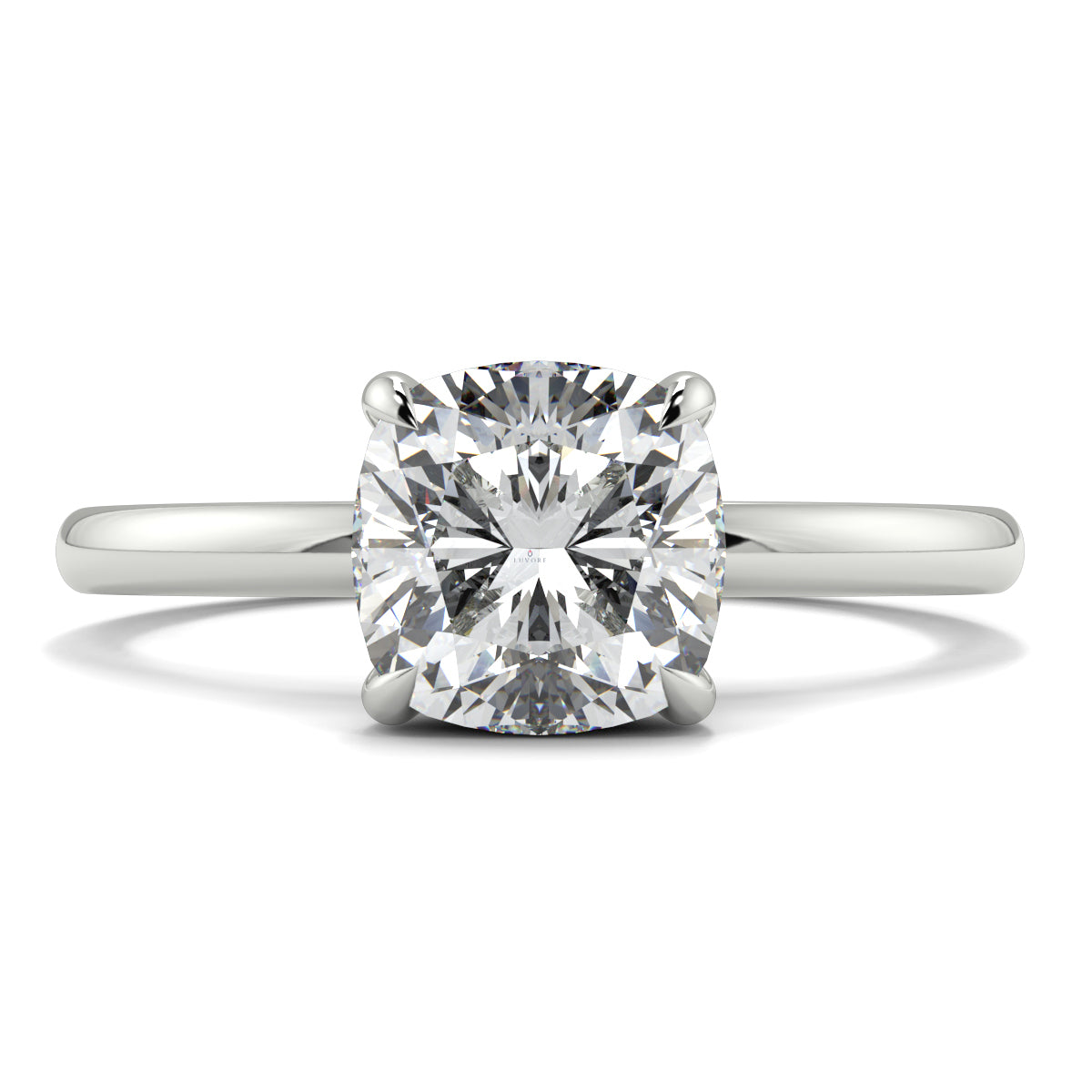 Diamond ring with a white background yb jewellers solitaire engagement ring best selling design cushion shape diamond 4 claw with a slim band