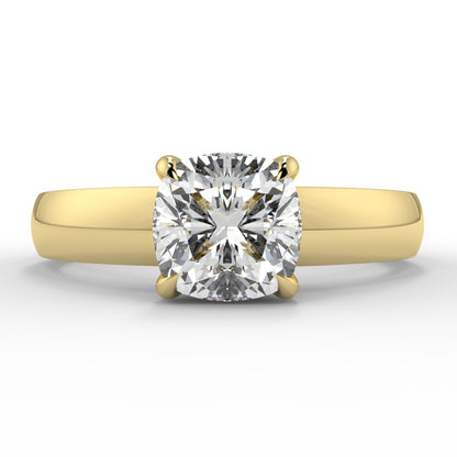 Gold ring with a large diamond on a white background yb_jewellers_solitaire_engagement_ring_4_claw_diamond_centre_lab_grown_diamond_round_brilliant_best_selling_engagement_ring