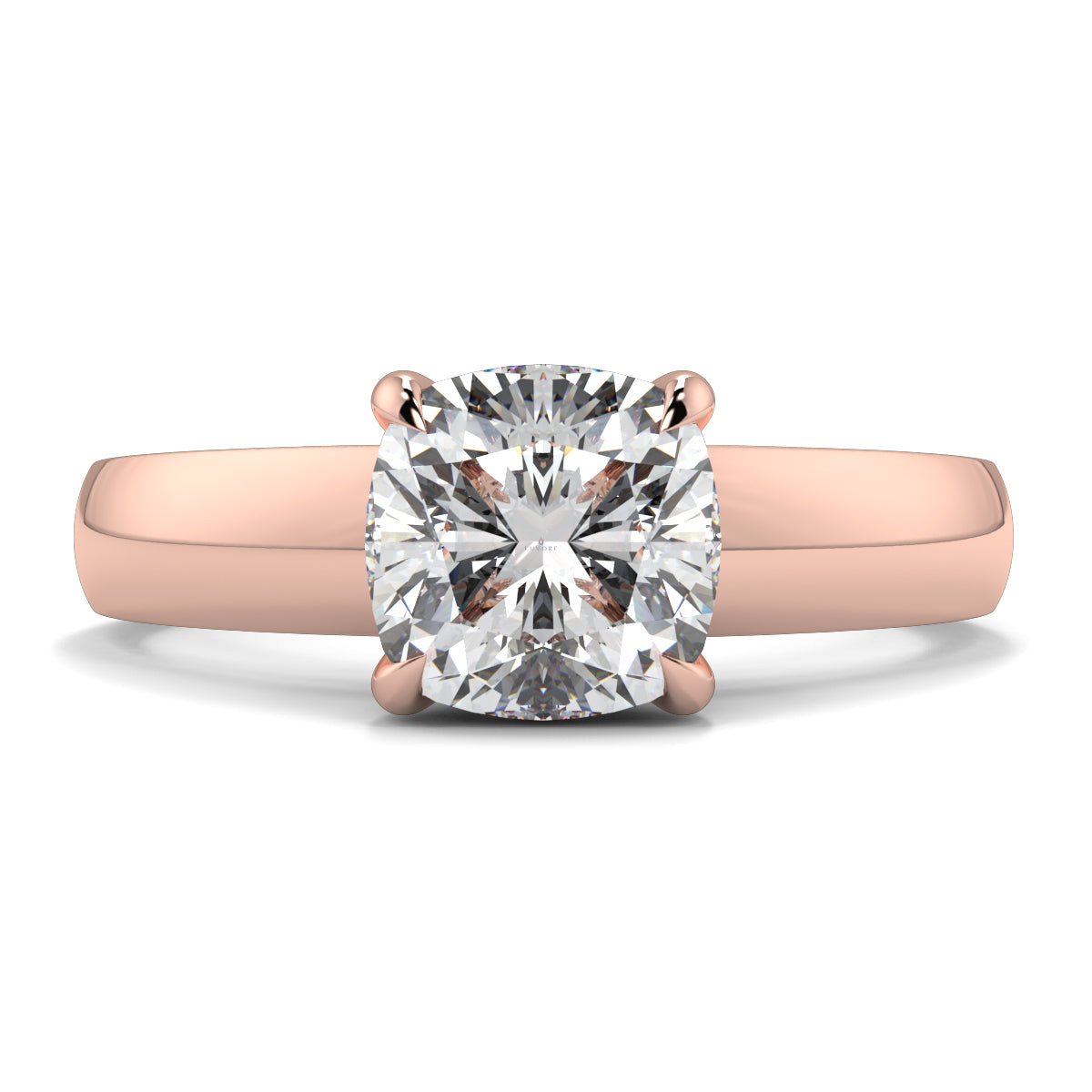 Rose gold ring with a large diamond on a white background yb_jewellers_solitaire_engagement_ring_4_claw_diamond_centre_lab_grown_diamond_round_brilliant_best_selling_engagement_ring