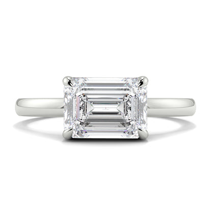 Diamond ring with emerald-cut diamond on a white background yb jewellers 4 claw emerald diamond engagement ring best selling design with a thin band 