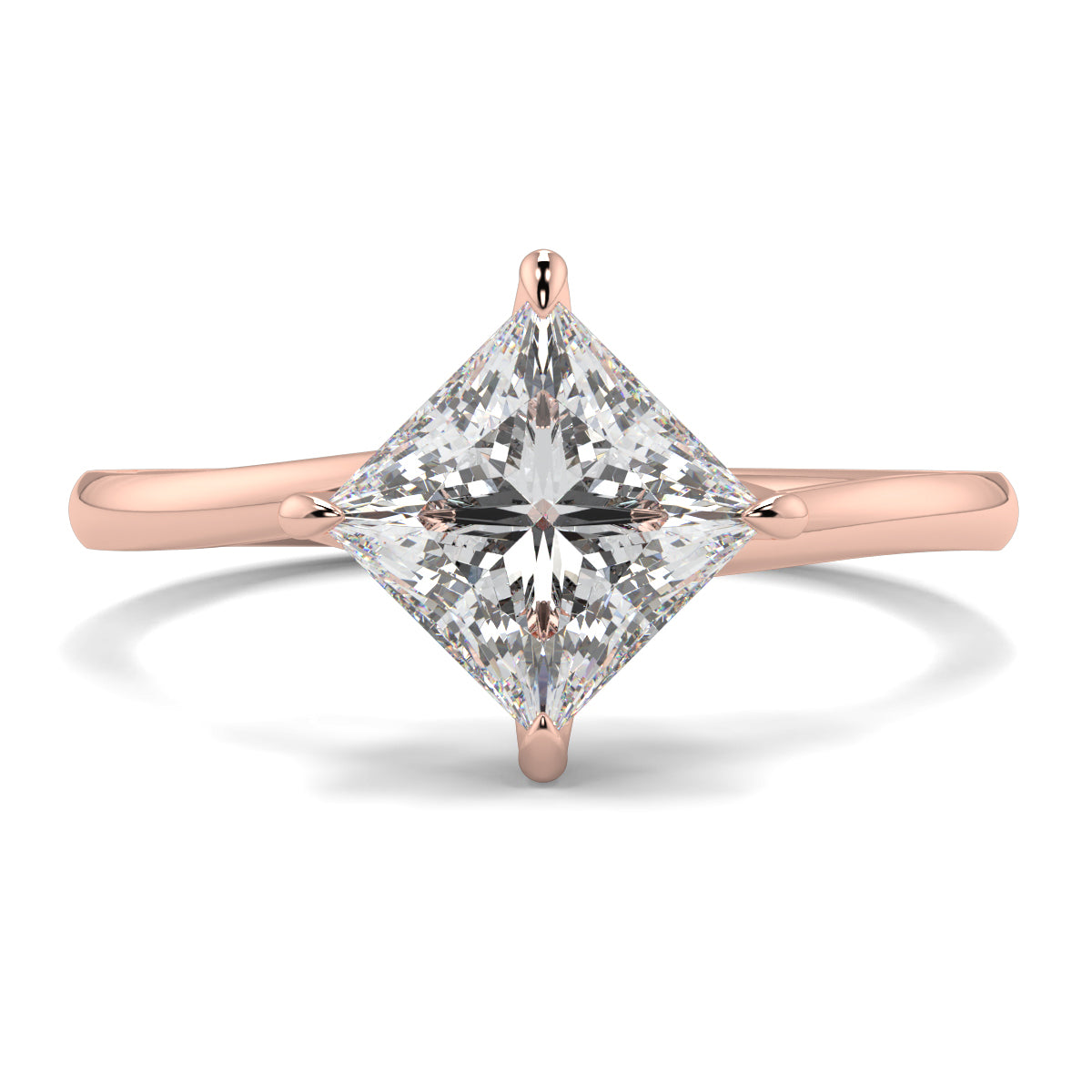 Rose gold ring with a large diamond on a white background yb_jewellers_twist_band_engagement_ring_best_selling_design_round_diamond_trending_rings