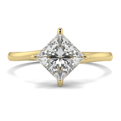 Gold ring with a large diamond on a white background yb_jewellers_twist_band_engagement_ring_best_selling_design_round_diamond_trending_rings
