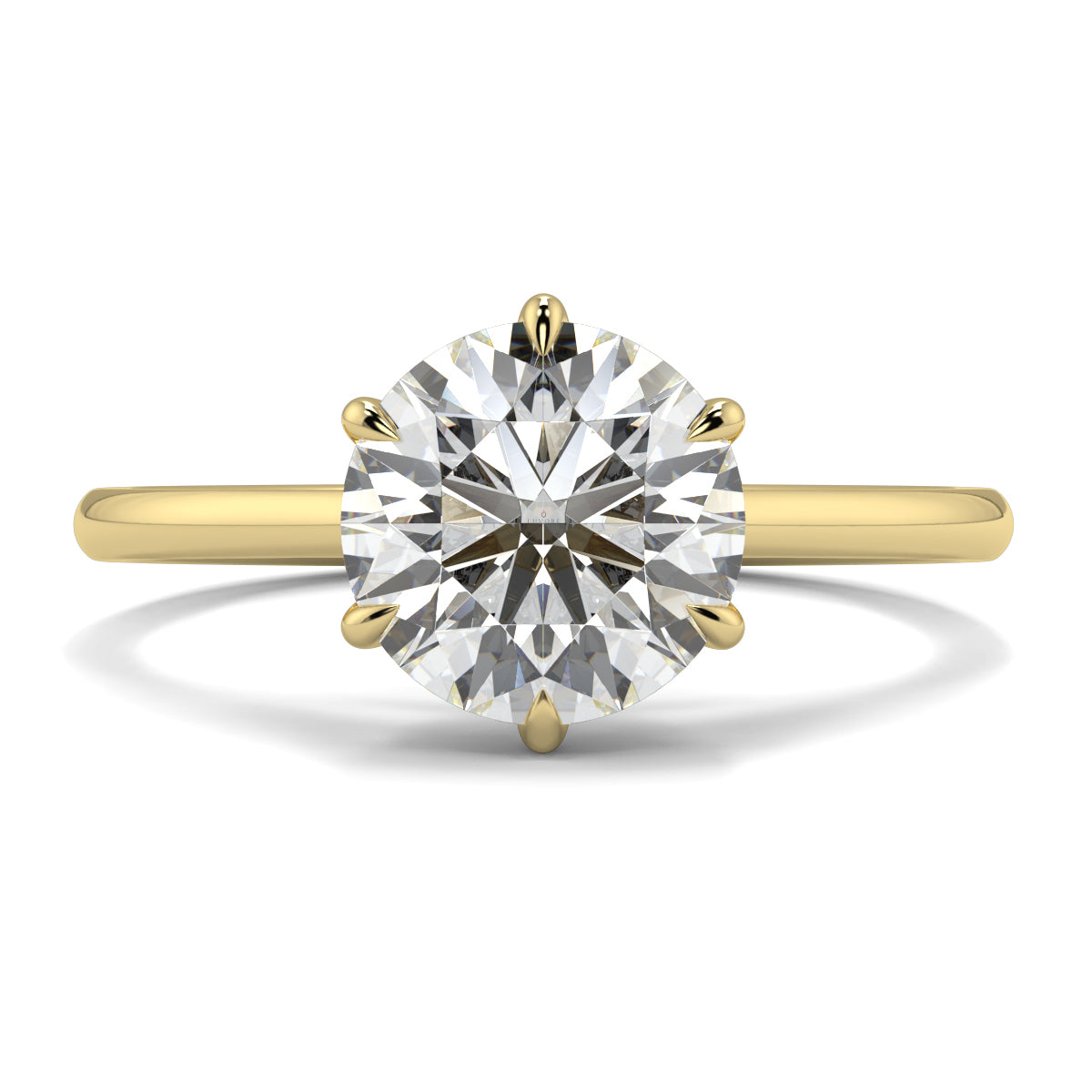 Gold ring with a large diamond on a white background yb jewellers solitaire engagement ring with 6 claws set similar to tiffany style classic engagement ring round solitare diamond ring yb jewellers trending jeweller and ring designs