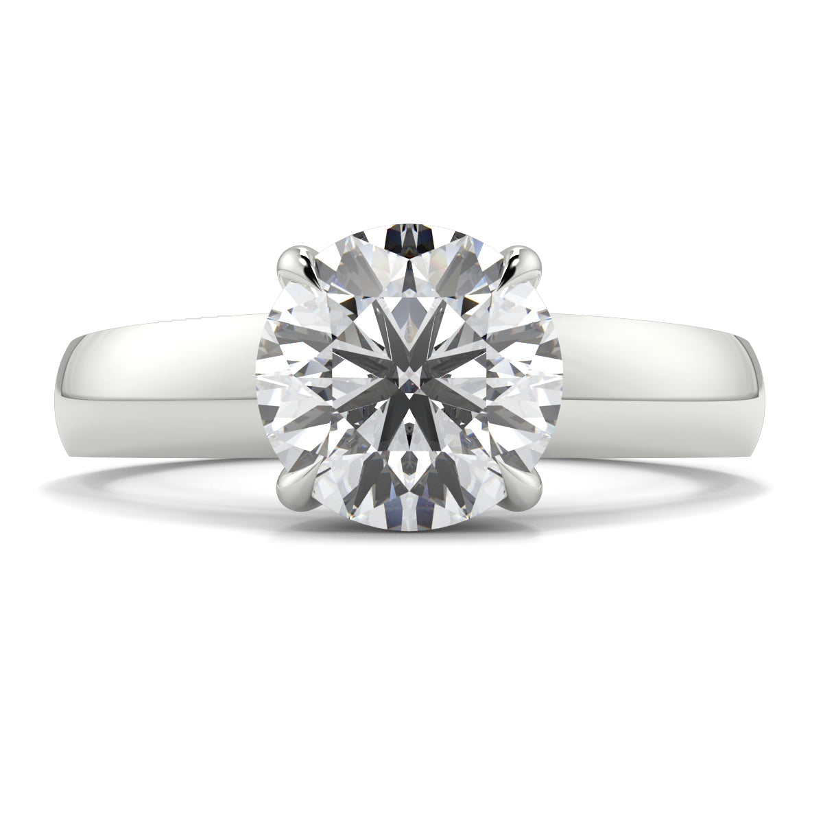 Diamond ring with a white gold band on a white background yb jewellers solitaire engagement ring 4 claw diamond centre lab grown diamond round brilliant best selling engagement ring