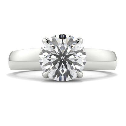 Diamond ring with a white gold band on a white background yb jewellers solitaire engagement ring 4 claw diamond centre lab grown diamond round brilliant best selling engagement ring