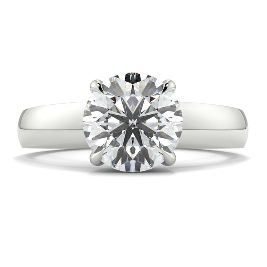 Diamond ring with a white gold band on a white background yb jewellers solitaire engagement ring 4 claw diamond centre lab grown diamond round brilliant best selling engagement ring