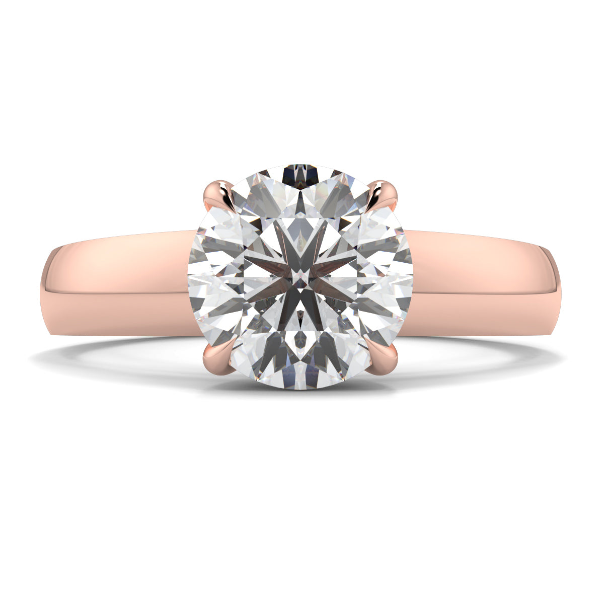 Rose gold ring with a large diamond on a white background yb jewellers solitaire engagement ring 4 claw diamond centre lab grown diamond round brilliant best selling engagement ring