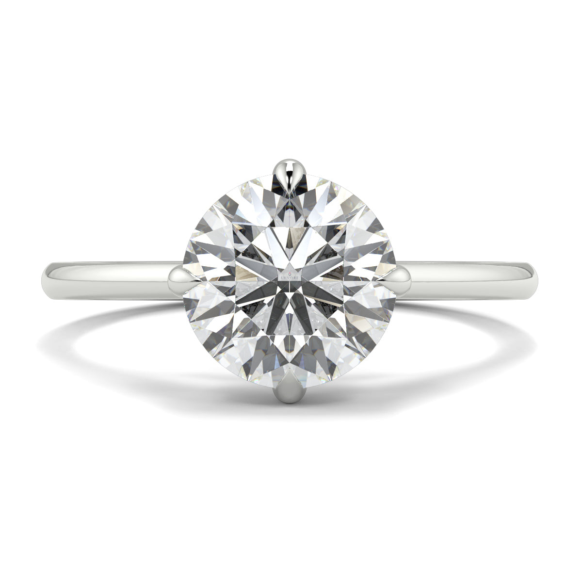 Diamond ring on a white background yb jewellers 4 claw compass claw best selling engagement ring thin band 4 claw ring