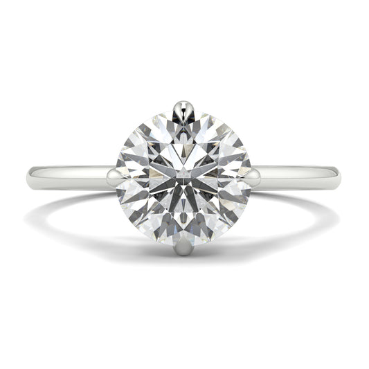 Diamond ring on a white background yb jewellers 4 claw compass claw best selling engagement ring thin band 4 claw ring