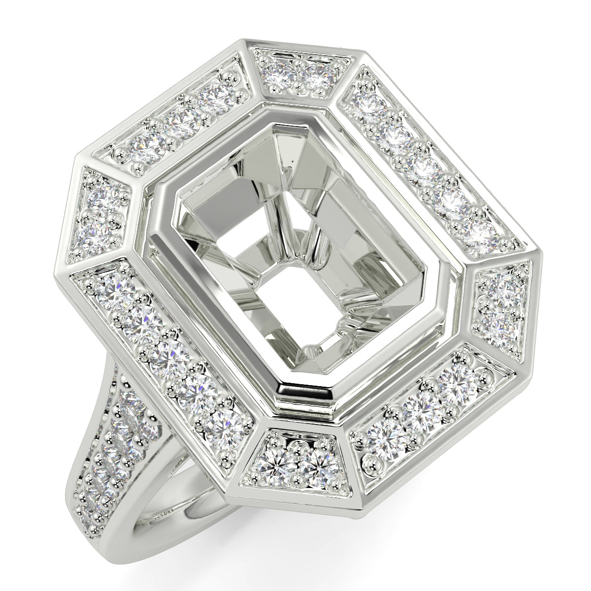 Vivienne - Emerald Vintage Halo - Ring Mount