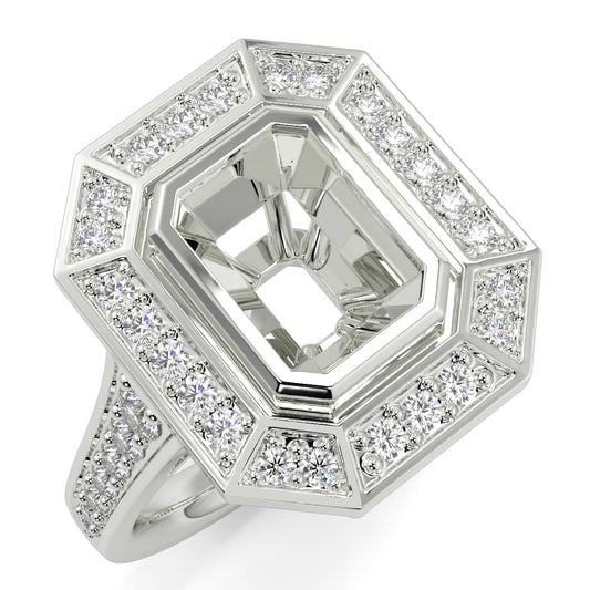 Vivienne - Emerald Vintage Halo - Ring Mount